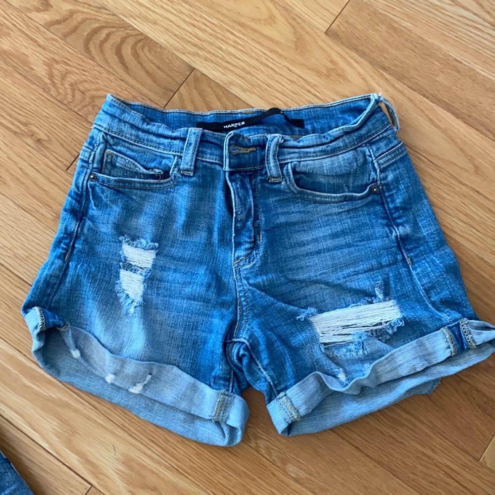 High rise distressed shorts